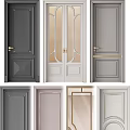 Modern Hinged Doors Design With Gray White Gold Accents And Glass Panels