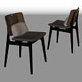 Sleek Modern Dining Chairs With Wooden Backrest Gray Padded Seat And Black Legs