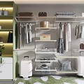 Modern Open Wardrobe Design With Hanging Folded Clothes Storage Boxes Bags Shoes And Potted Plant