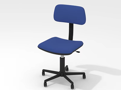 Blue Office Chair With Blue Backrest And Seat Cushion Black Swivel Base Wheels 3d model
