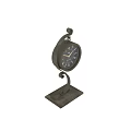 Elegant Metal Table Clock with Curved Iron Stand Black Dial Gold Hands and Numerals