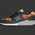 Stylish New Balance Lifestyle Sneakers With Navy Blue Orange Camouflage And White Sole