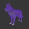 Realistic Standing Gray Fur Dog With Collar On White Background