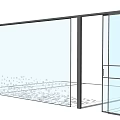 Modern Sliding Glass Doors Design With Black Frames And Transparent Panels 3d model