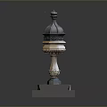 Classic European Style Lighting Combination with Marble Pedestal and Black Dome Top