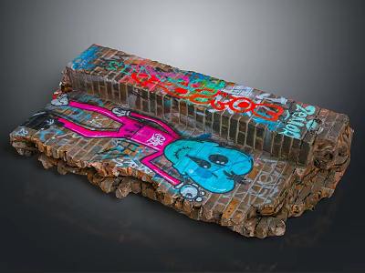 Cartoon Style Graffiti Wall Graffiti Brick Wall Cartoon Characters Street Art London Destruction High Precision Game Resources Cartoon Items Cartoon Equipment 3d model