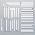 White Roman Column Components Including Shafts Capitals And Bases Arranged Neatly On Grey Background