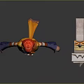 Anime Style Character With Red Hair Orange Yellow Outfit And Mechanical Creature With Lamp Like Head