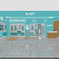 Modern Bright Turquoise Fashion Clothing Store Interior With Organized Display Racks Mannequins And Reception Counter