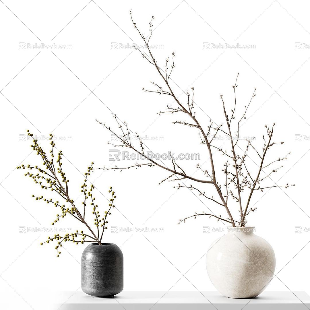 Modern floral vase ornaments decorative ornaments 3d model