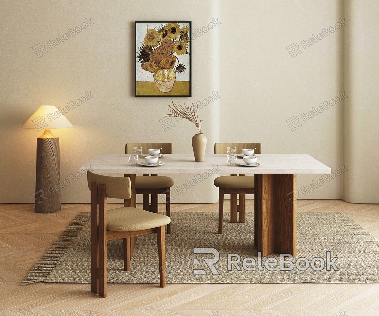 Modern Middle Ancient Dining Table and Chair Combination Middle Ancient Dining Table and Chair Combination model