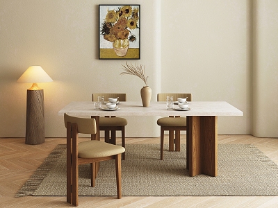 Modern Middle Ancient Dining Table and Chair Combination Middle Ancient Dining Table and Chair Combination model