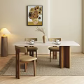 Modern Middle Ancient Dining Table and Chair Combination Middle Ancient Dining Table and Chair Combination 3d model
