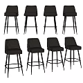 Modern Leather Bar Stools With Tufted Back Design And Metal Legs Set