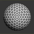 Shiny Metallic Golf Ball With Dimpled Surface On Dark Background And Reflection