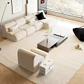 Modern Sofa Coffee Table Combination Cream Sofa Combination 3d model