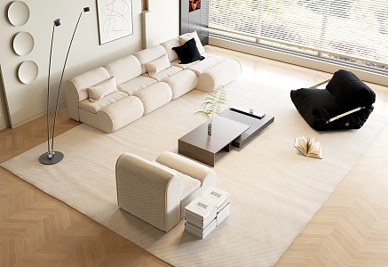 Modern Sofa Coffee Table Combination Cream Sofa Combination 3d model