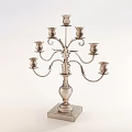 Ornate Silver Candelabra With Multiple Decorative Branches And Square Base
