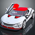 Stylish White And Red Sports Car With Open Gullwing Doors TYCO Front Design