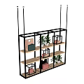Modern Display Shelving Unit With Multi Tiered Shelves Potted Plants And Handbags