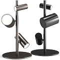 Modern Table Lamp With Metal Cylindrical Shades Adjustable Head And Stable Round Base