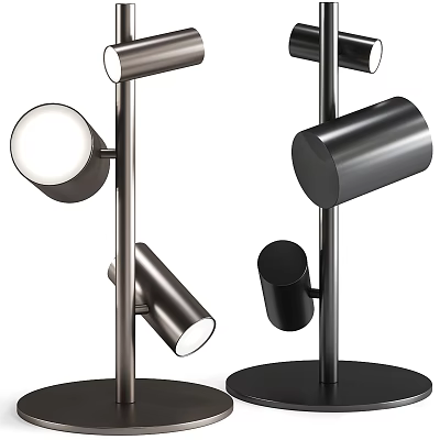 Modern Table Lamp With Metal Cylindrical Shades Adjustable Head And Stable Round Base 3d model