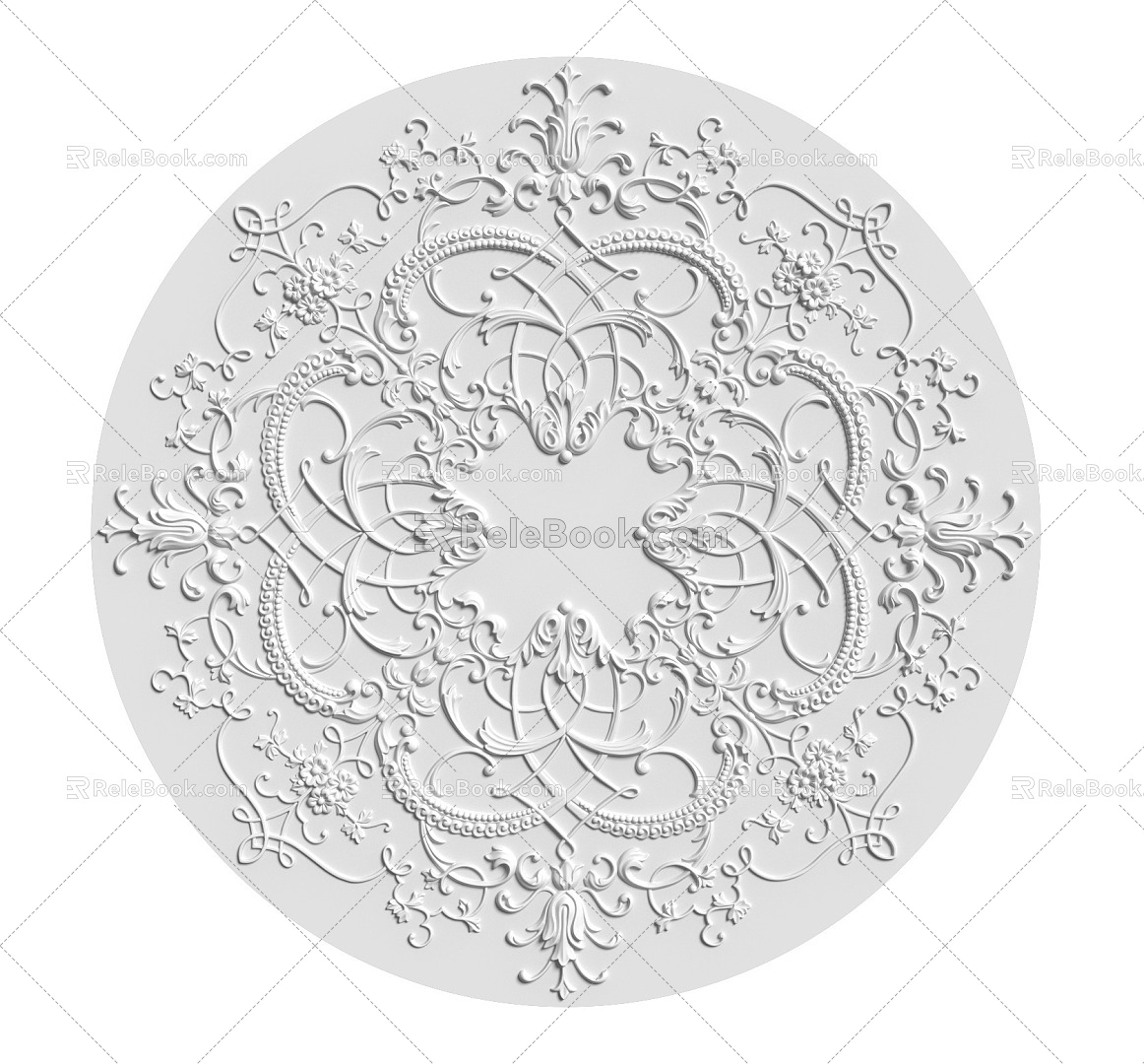 European-style lamp panel gypsum component carved 3d model