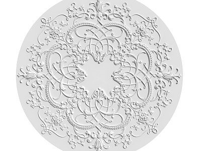 European-style lamp panel gypsum component carved 3d model