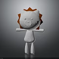 Cartoon Lion Character with White Body and Orange Mane 3D Model in Standing Pose