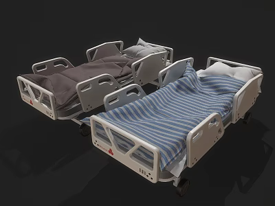 High Quality Mobile Medical Beds With Adjustable Side Rails And Washable Mattress Covers 3d model