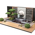 New Chinese style waterscape wall landscape wall waterscape water fountain landscape plant landscape sketch stacked water 3d model