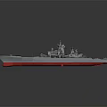 Red Warship Model With Detailed Deck And Scale Design Features