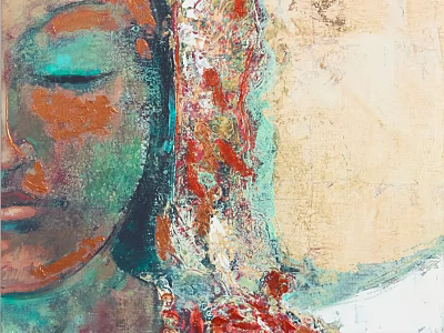 Colorful Abstract Portrait Painting With Vibrant Textures Expressive Brushstrokes And Abstract Face Features 3d model