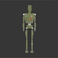 Green Standing Robot With Metallic Joints Chest Emblem And Detailed Limbs