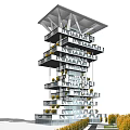 Modern High Rise Building With Unique Hanging Gardens And Plant Filled Balconies