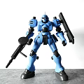 Detailed Blue Robot Model Plastic Figure Standing With Gun And Shield 3d model