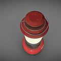 Vintage Furniture Kerosene Lamp With Red Base White Shade And Metal Handle