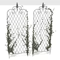Iron Partition with Diamond Grid Decorative Top and Climbing Plants for Garden