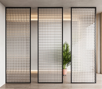 Modern partition glass screen partition 3d model