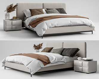 Modern Double Bed 3d model