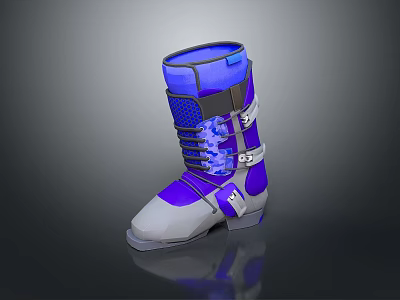 Purple And White Ski Boots With Adjustable Straps And Durable Structure For Outdoor Activities 3d model