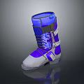 Purple And White Ski Boots With Adjustable Straps And Durable Structure For Outdoor Activities