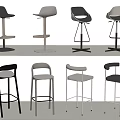 Modern Bar Stools In Multiple Styles Black White Gray With Metal Frame 3d model