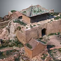 Ancient Architecture Model Featuring Traditional Green Glazed Tile Roof And Brick Stone Surrounding Walls