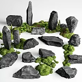 Natural Stone And Wood Decorative Elements For Outdoor Garden Landscape Design