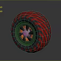 Stylish Red And Black Tire Featuring Wavy Pattern And Orange Spokes Hub Design