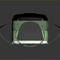 Green Black Camping Tent with Northen Camp Logo Green Awning and Silver Base Support Structure