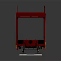 Red Multi Layer Railway Transport Trailer With Guardrails And Platform Structure On Rail Tracks 3d model