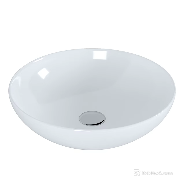 Elegant White Round Ceramic Above Counter Washbasin With Smooth Surface Design 3d model