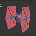 Futuristic TIE Fighter Spacecraft Model With Detailed Wing Structure And Engine